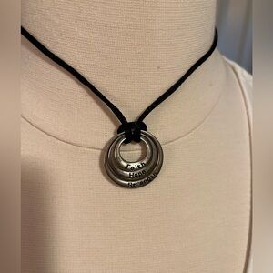 Silver Triple Ring Pendant Necklace